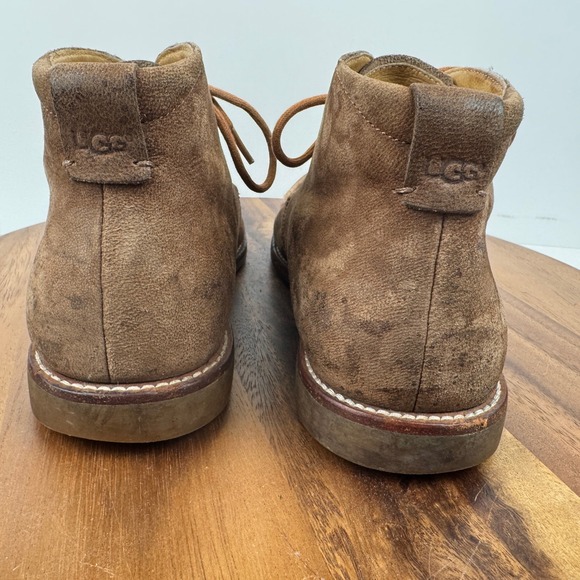 UGG Mens Suede Leather Moc Toe Chukka Ankle Boots 9.5 Casual Lace Up Brown - Picture 12 of 16
